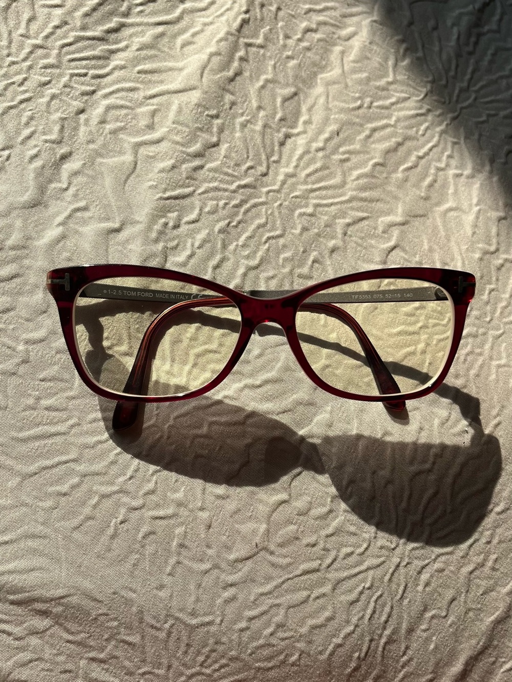Tom Ford Burgundy Cat-Eye Acetate Glasses